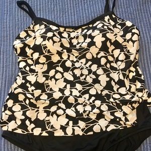 Azul Fauxkini One-piece Swim B&W Floral 24W